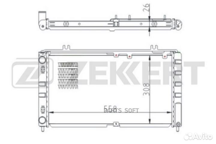 Радиатор охлаждения двигателя LADA Kalina 04