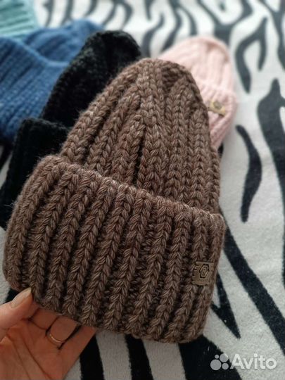 Шапка вязаная/шапка тыковка новая