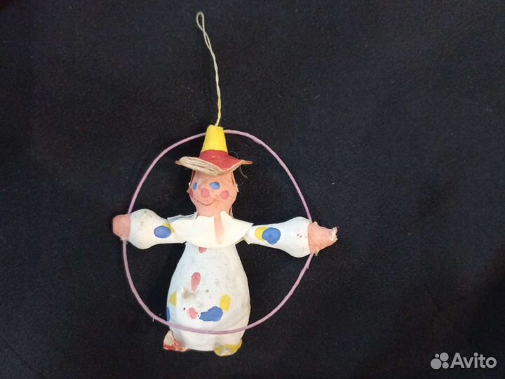 Игрушка елочная Клоун с обручем СССР