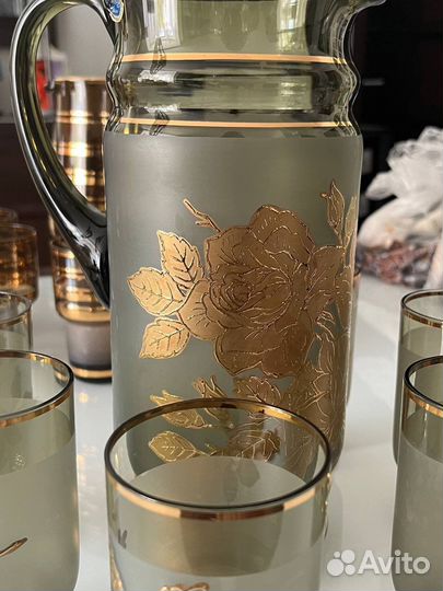 Графин и 6 стаканов Bogemia, винтаж из Чехии