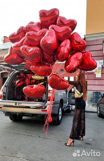 Воздушные шары/шарики сердца гелиевые