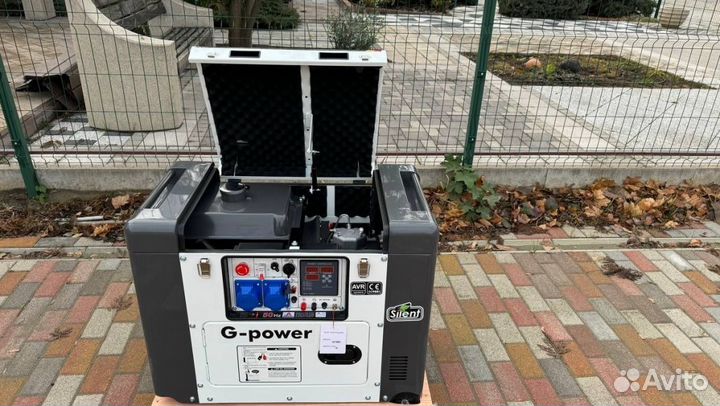 Дизельный генератор 10 кВт G-power однофазный 1100