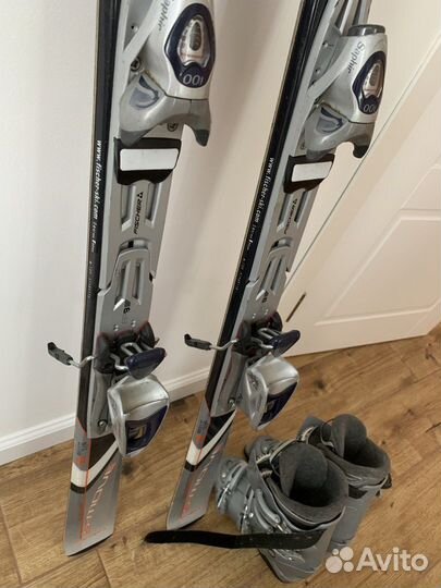 Горные лыжи Fischer с креплениями + ботинки женск