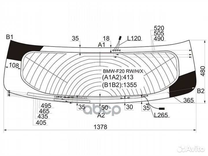 Стекло заднее с обогревом BMW 1 series F20 5D H