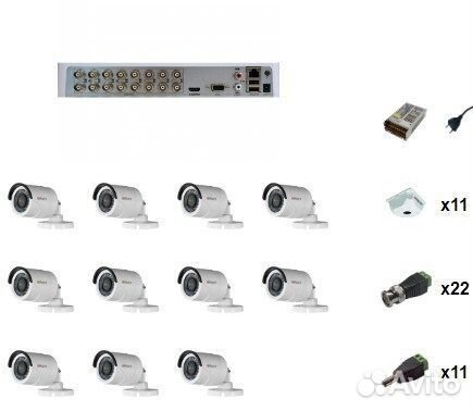 Комплект видеонаблюдения HiWatch 11 камер 1080P