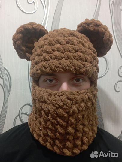 Балаклава вязаная с ушками