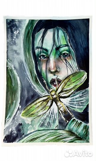 Картина акварелью. картина девушка