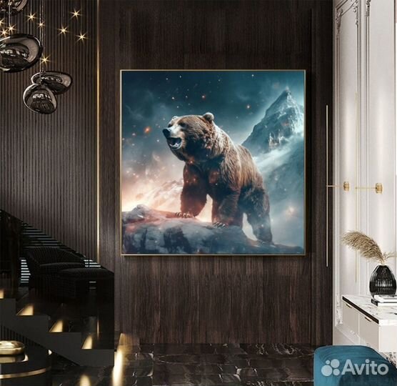 Картина маслом медведь на горе
