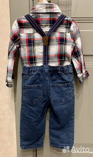 Комплект рубашка джинсы подтяжки carters