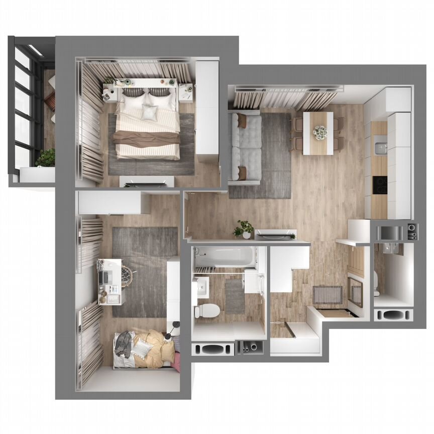 2-к. квартира, 54,1 м², 18/23 эт.