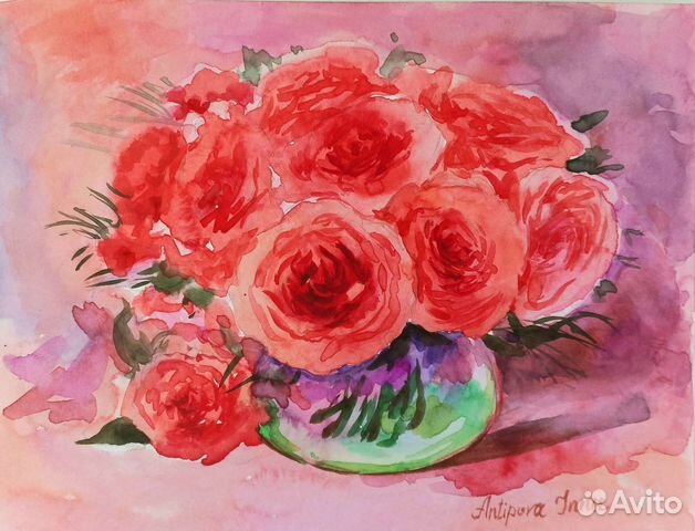 Розы Розы картина Розы акварелью