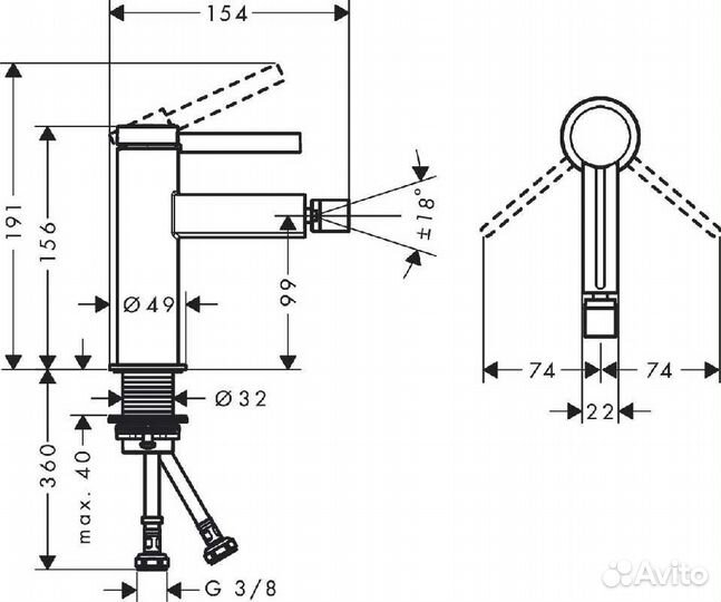 Hansgrohe 76200000 Смеситель для биде