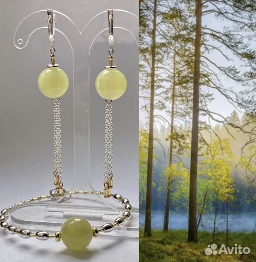 Браслет и серьги из серебра и оникса