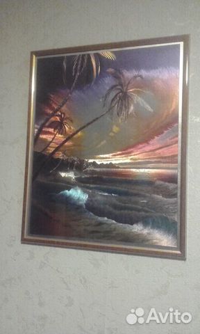 Картина металлография. Море, пальмы