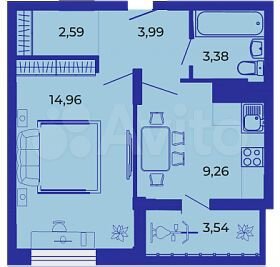 1-к. квартира, 37,7 м², 15/15 эт.
