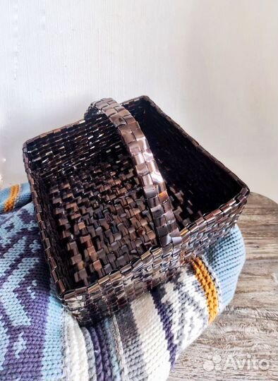 Короб плетёный из пищевого пластика с ручкой
