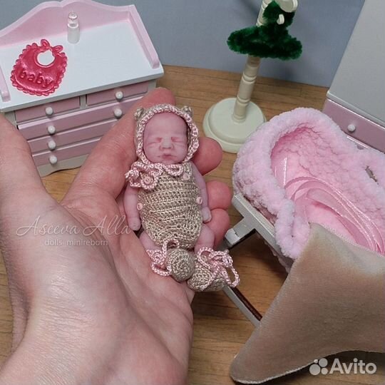 Силиконовый пупсик 6 см мини реборн из силикона