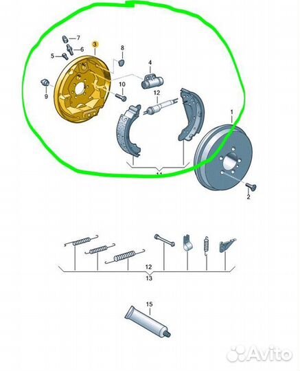 Рабочий тормозной цилиндр задний левый Volkswagen