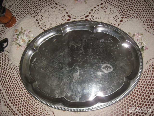 Поднос винтажный металл овальный Европа