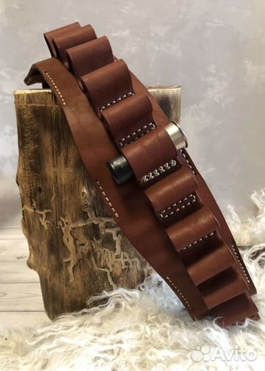 Патронташ 12 калибр на ремень, кожа