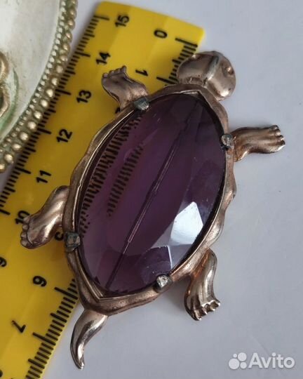 Огромная брошь винтаж Леденец Черепаха