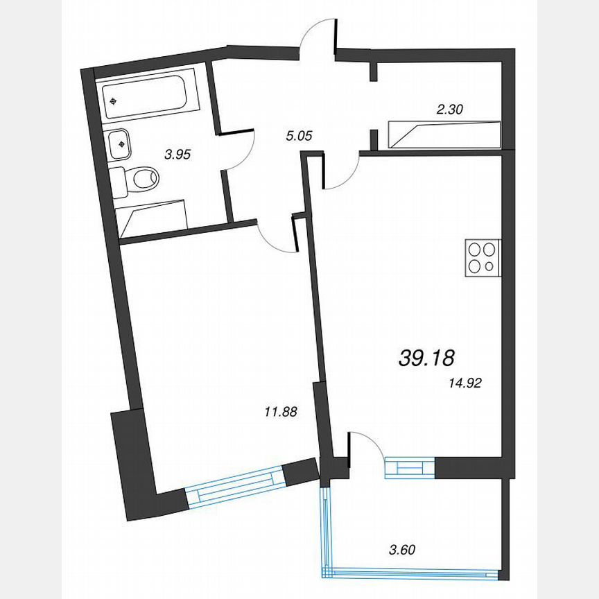 1-к. квартира, 41,7 м², 11/22 эт.