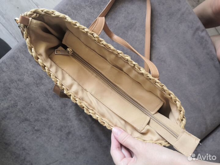 Cумка плетёная из лозы рафии соломки джута