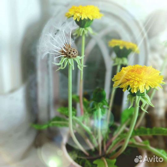 Одуванчики из холодного фарфора