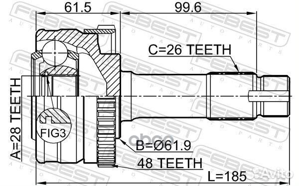 Шрус наружный 28x61.9x26 1610-463A48 Febest