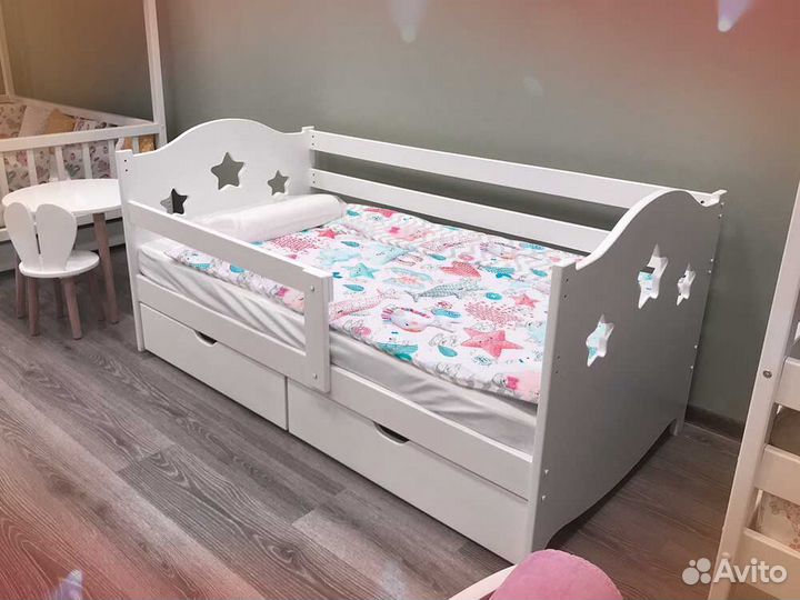 Кроватка высокий борт сингл из массива от 2х лет