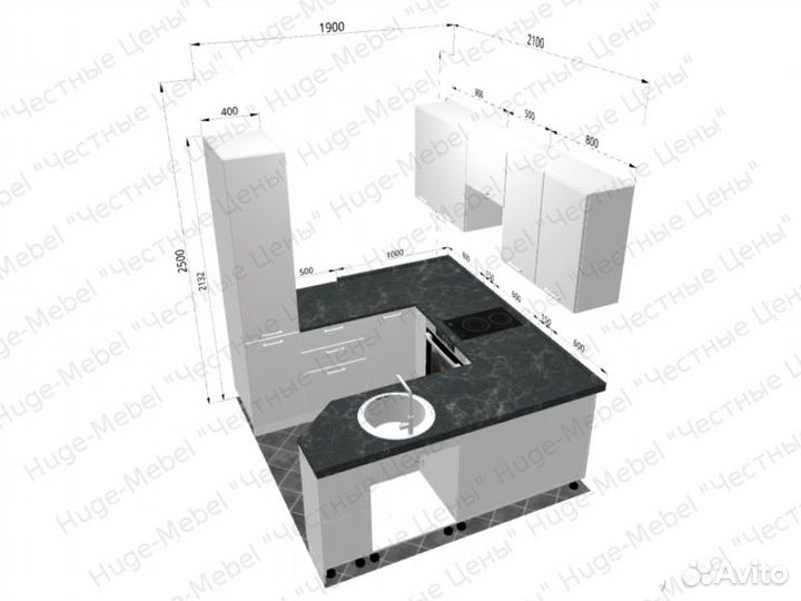 П-образная кухня 