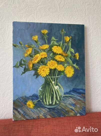 Картина маслом одуванчики
