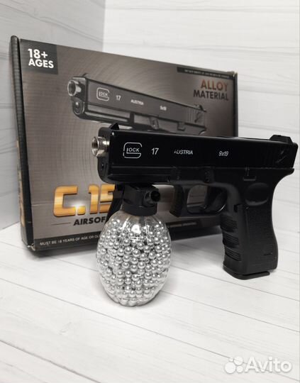 Детский пистолет металлический Glock17