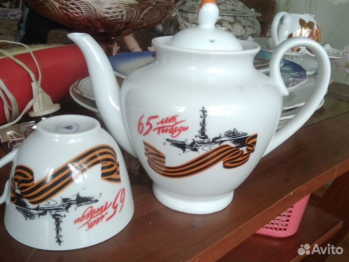 Заварочный чайник и чашка с блюдцем СССР