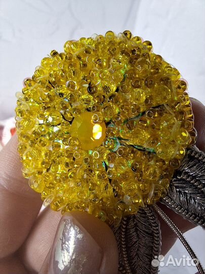 Брошь одуванчик ручная работа