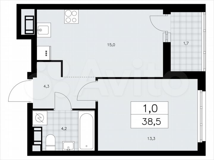 1-к. квартира, 38,5 м², 5/9 эт.