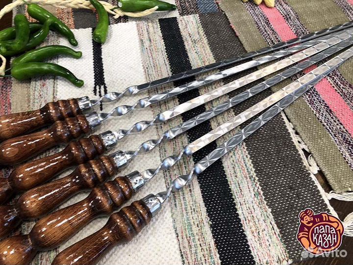 Шампур с дер. ручкой рз 35х12х3 мм