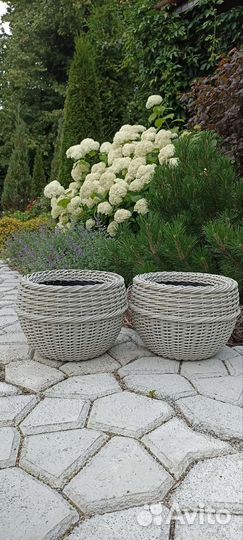 Кашпо вазон из искусственного ротанга