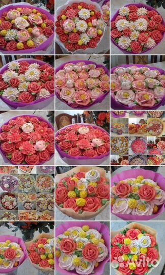 Букеты и коробки из зефирных цветов ручной работы