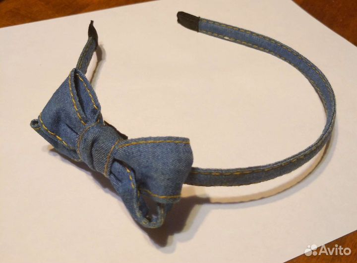 Новый ободок для волос синий джинсовый