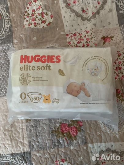 Подгузники huggies elite soft 0 50 шт