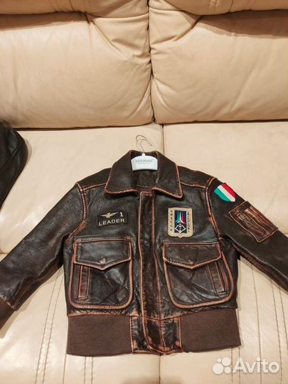 Кожаная куртка детская aeronautica militare 98-104