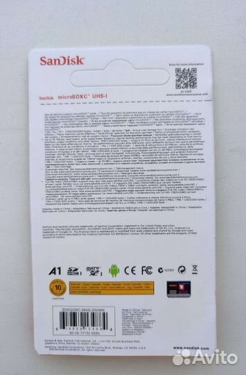 Карта памяти MicroSD 64gb
