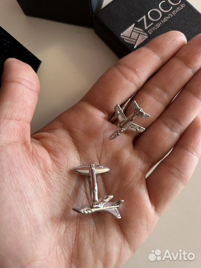 Запонки самолеты из стали