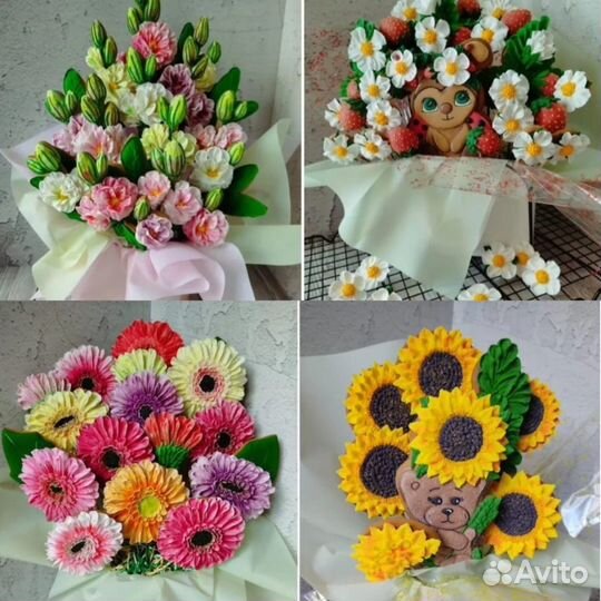 Пряники Имбирные букеты цветов