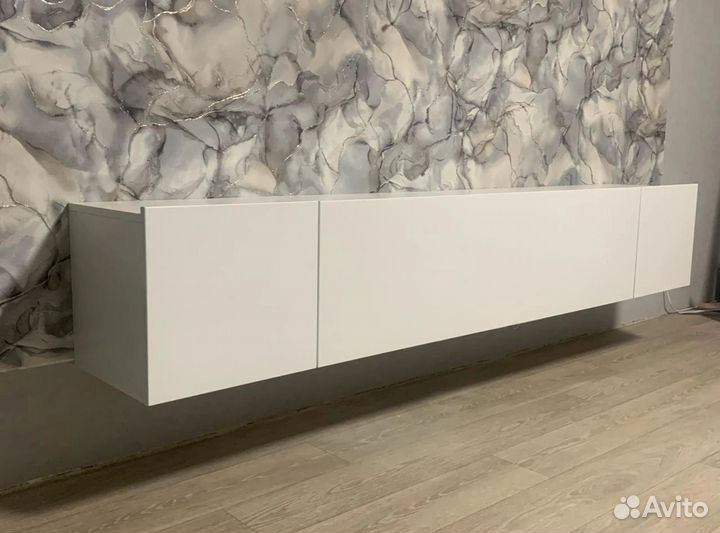 Тумба под тв Аква 2,13м мдф белый глянец