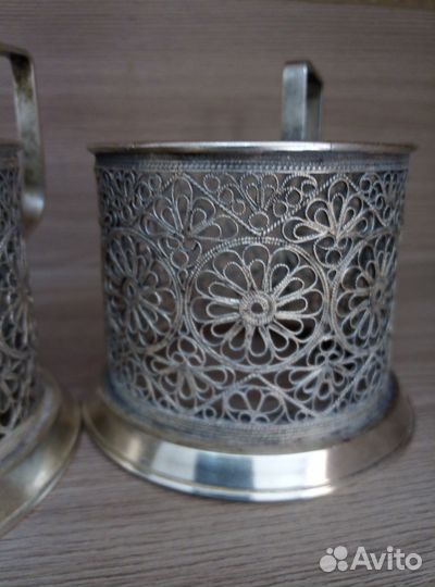 Подстаканник. Скань. Мельхиор. 3шт. Клеймо. СССР