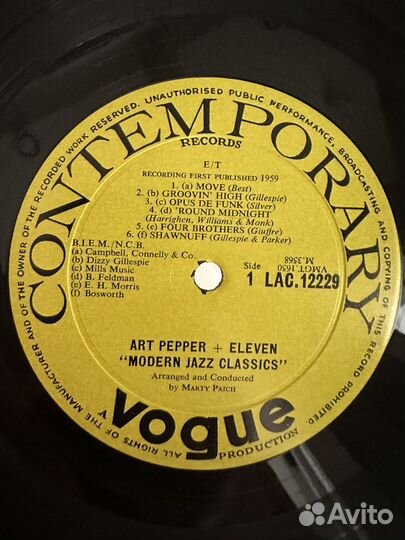 Art Pepper – Art Pepper + Eleven, UK 1st pressing