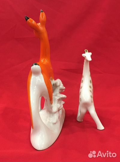 Статуэтки фарфоровые. Лань + жираф. СССР