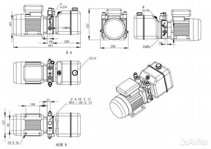 Мини гидростанция 220в на 0,75 кВт, давление 22 Мп